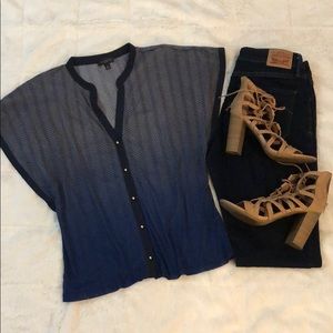 The Limited Blue Short Sleeve Blouse Size M